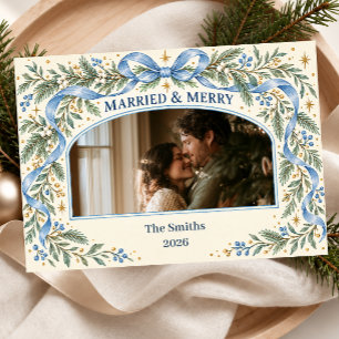 Married & Merry Christmas Photo Holiday Card