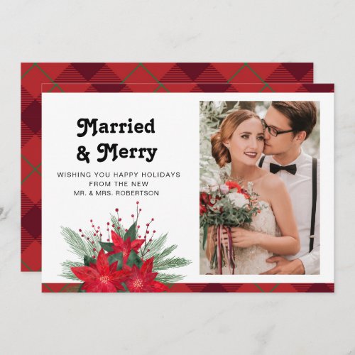 Married  Merry Christmas Wedding Photo Floral