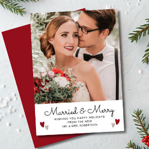 Married & Merry Christmas Wedding Photo Heart
