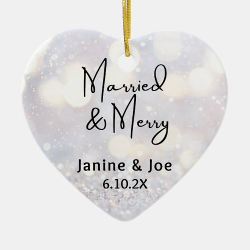 Married  Merry Customized Ceramic Ornament