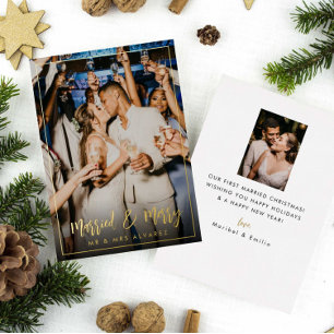Married & Merry Elegant Foil Holiday Card
