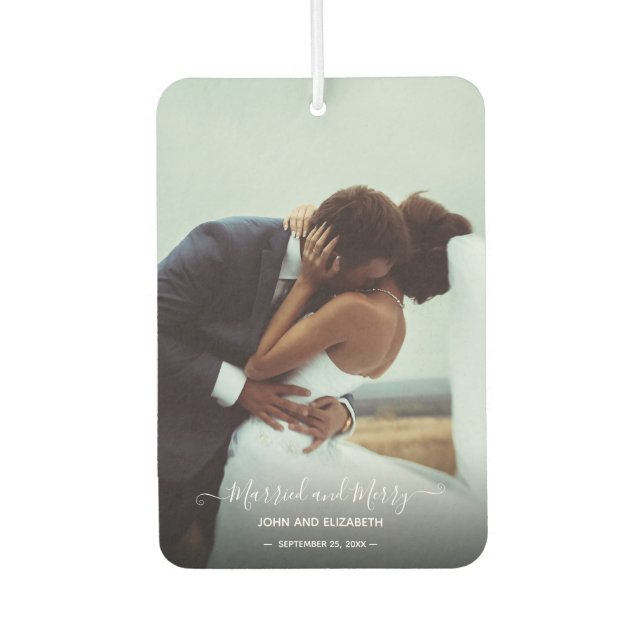 Married Merry First Christmas Newlywed Photo Air Freshener (Front)