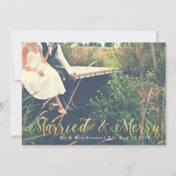 Married & Merry | First Christmas Photo Holiday Card by RedefinedDesigns at Zazzle