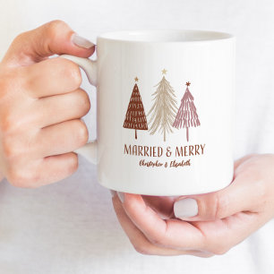 Married Merry First Christmas Tree Holiday Mr Mrs Coffee Mug