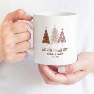 Married Merry First Christmas Tree Holiday Mr Mrs Coffee Mug