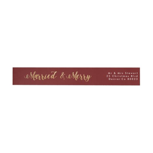 Married  Merry  First Christmas Wrap Around Label