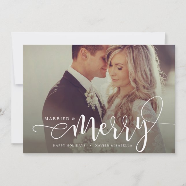 Married & Merry Holiday Photo Card (Front)