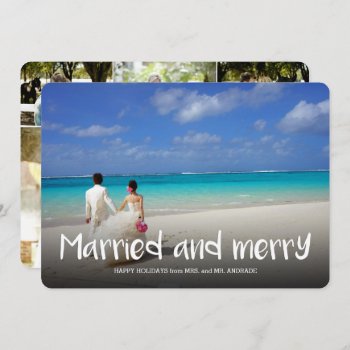 Married Merry Holiday Photo First Christmas Modern Invitation by rua_25 at Zazzle