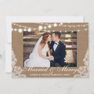 Married & Merry Holiday Rustic Photo Card
