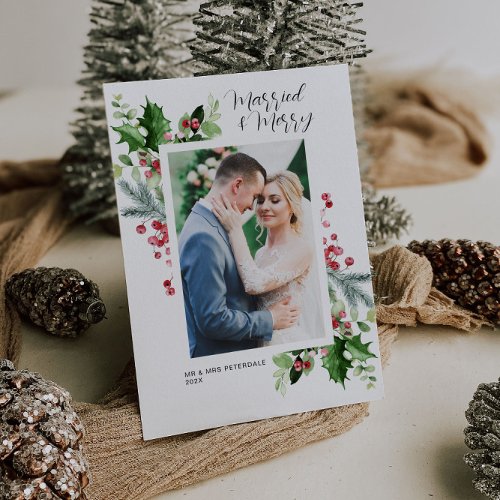 Married  Merry holiday wedding announcement