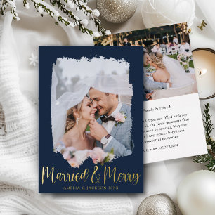 Married & Merry Luxury Gold Christmas Foil Holiday Card