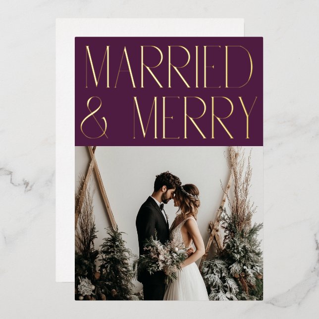 Married Merry Modern Holiday Wedding Announcement (Front/Back)