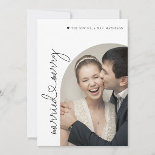 Married & Merry Newlywed photo arch 1st Christmas Holiday Card