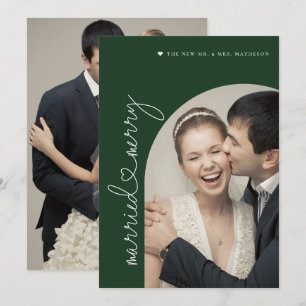 Married & Merry Newlywed photo arch 1st Christmas Holiday Card