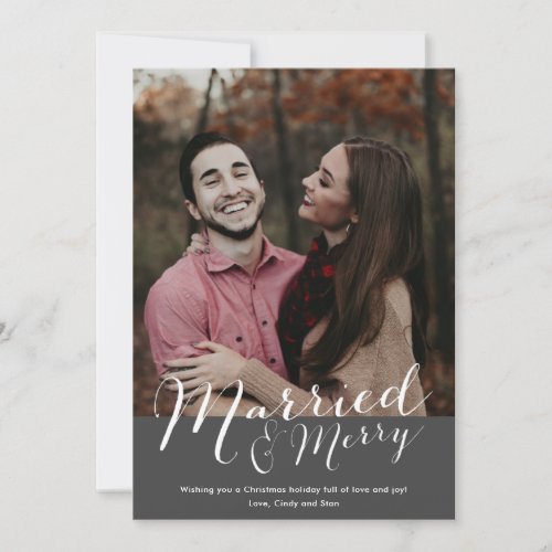 Married  Merry Newlywed  Photo Christmas Holiday Card