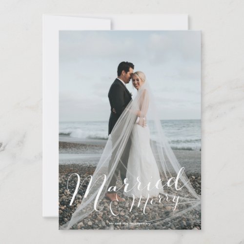 Married Merry Newlywed Photo Collage Holiday Card