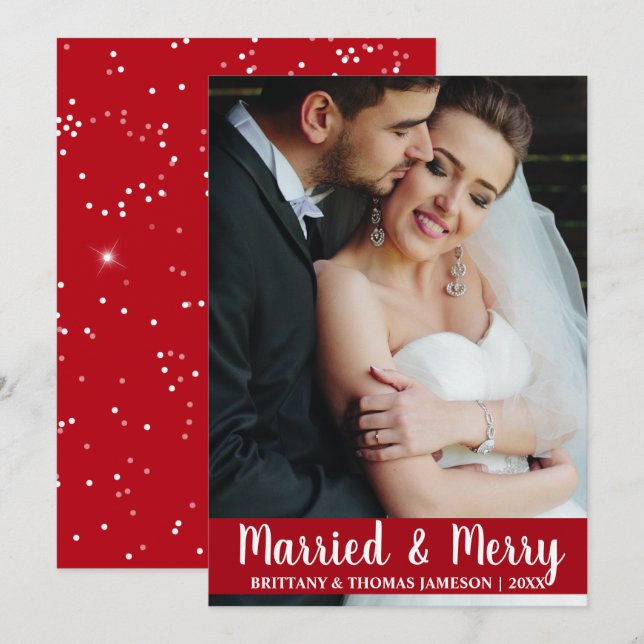 Married & Merry Newlywed Wedding Photo Card R S (Front/Back)
