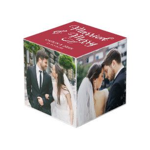 Married Merry Newlyweds First Christmas Photo Cube