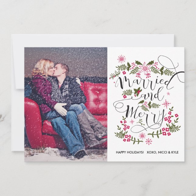 Married & Merry Photo Christmas Cards - Newlywed (Front)