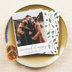 Married & Merry Simple Christmas Holiday Photo