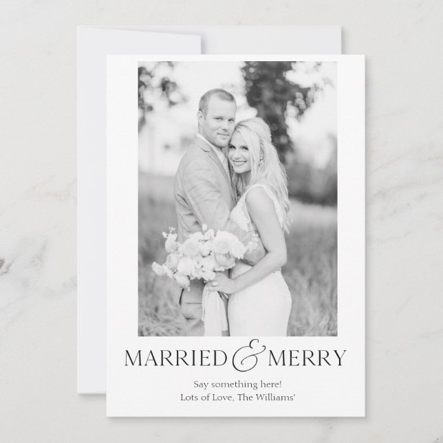 Married & Merry Simple First Christmas Card (Front)