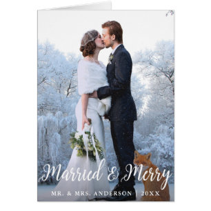 Married & Merry Wedding Christmas Fold Photo Card