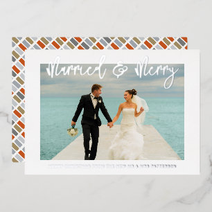 Married & Merry Wedding Mr & Mrs First Christmas Foil Invitation