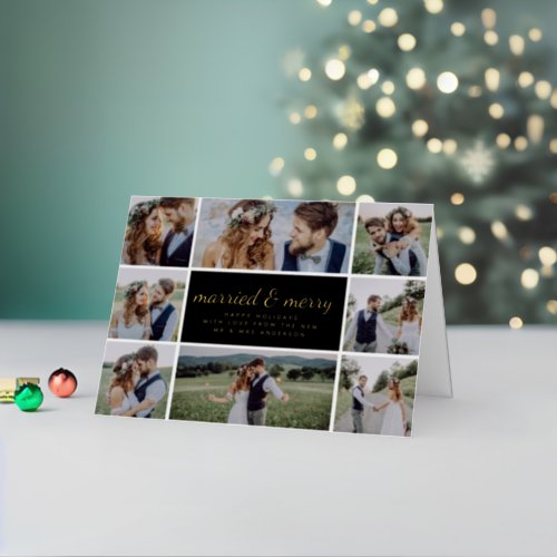 Married  Merry Wedding Real Foil Holiday Card