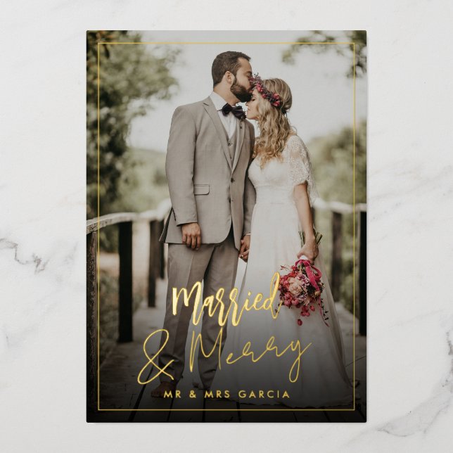 Married Message Christmas Foil Holiday Card (Front)