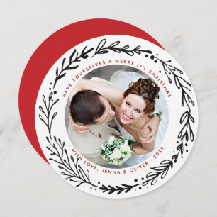 Married n Merry Christmas Wreath Holiday Card