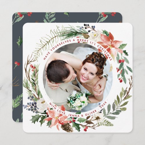 Married n Merry Christmas Wreath Holiday Card