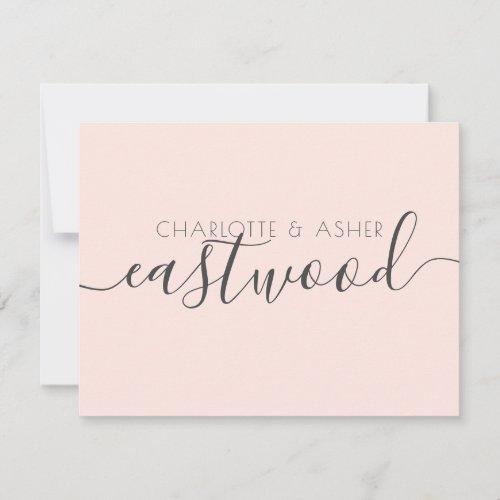 Married Name Blush Pink Wedding Monogram Note Card