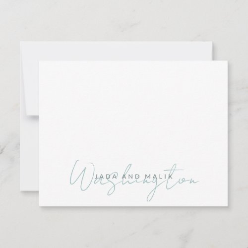 Married Name Wedding Monogram Blue White Note Card