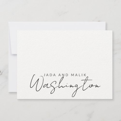 Married Name Wedding Monogram Script Note Card