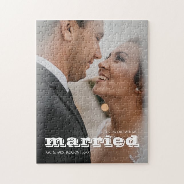 Married Newlyweds Valentine's Day Wedding Photo Jigsaw Puzzle (Vertical)