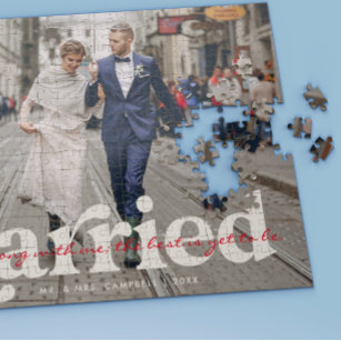 Married   Newlyweds Wedding Photo Personalized Jigsaw Puzzle