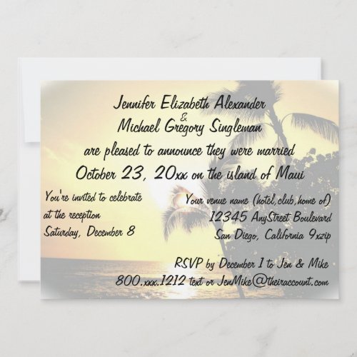 Married on Maui Announcement with Wedding Photo