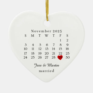 Married Ornament, Wedding Gift, Wedding Date Ceramic Ornament