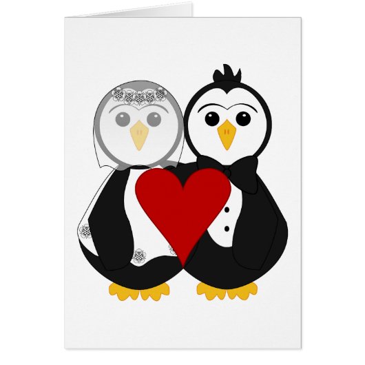 Married Penguins In Love Cards (Front)