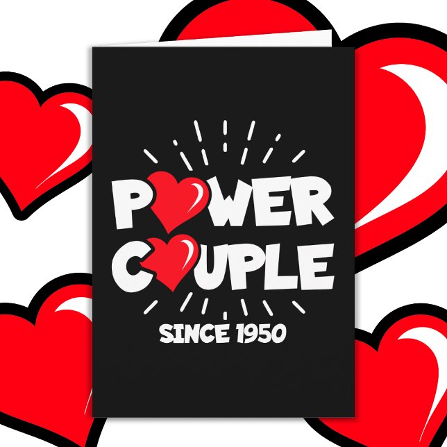 Married Power Couple 1950 Cute Wedding Anniversary Card (Creator Uploaded)
