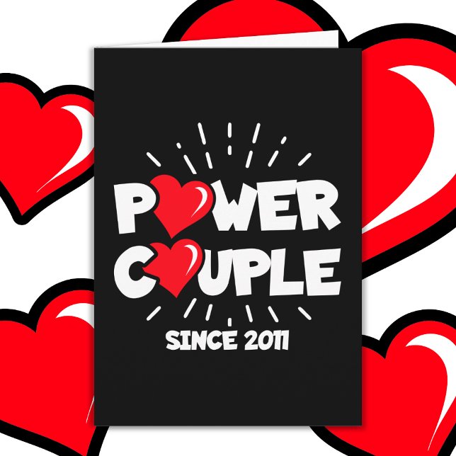 Married Power Couple 2011 Cute Wedding Anniversary Card (Creator Uploaded)