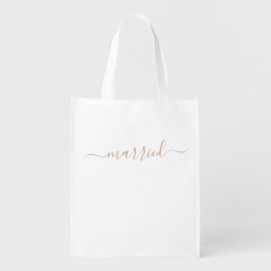 married Script Grocery Bag