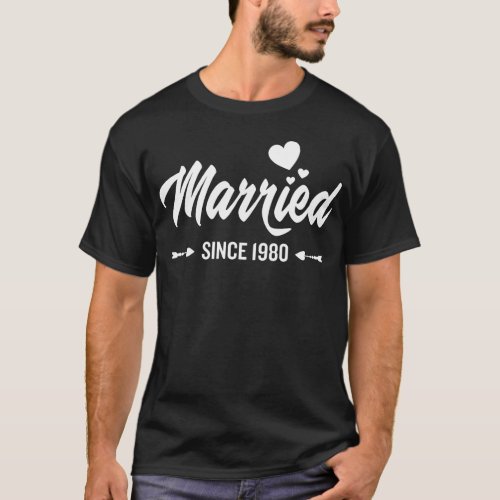 Married Since 1980 40th Wedding Anniversary T_Shirt