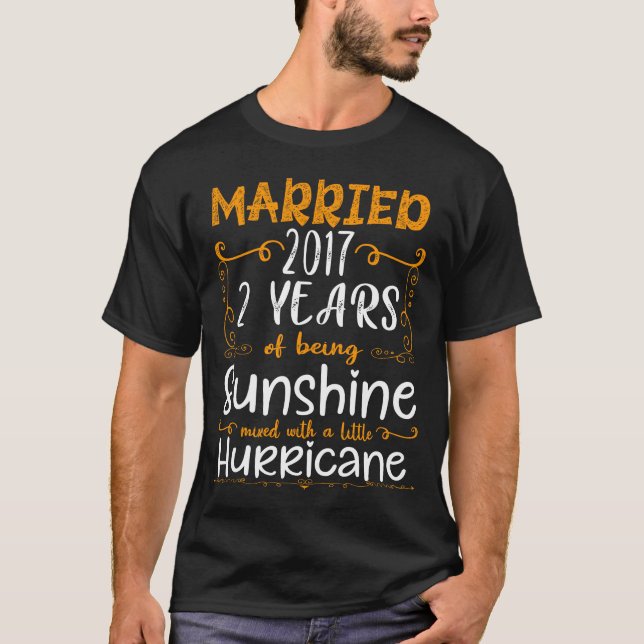 Married Since 2017, 2nd Wedding Anniversary Gift T-Shirt (Front)