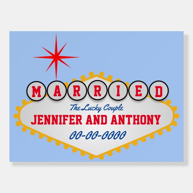 Married Vegas Welcome Sign Style Personalize  (Front)