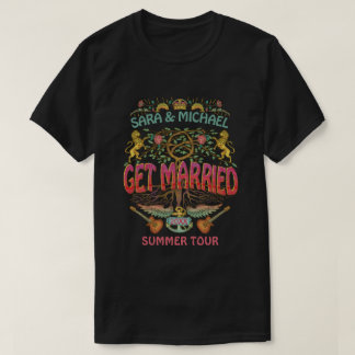Married Wedding Retro 70s Band Concert Logo Theme  T-Shirt
