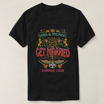Married Wedding Retro 70s Band Concert Logo Theme  T-shirt by HaHaHolidays at Zazzle