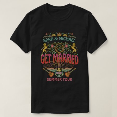 Married Wedding Retro 70s Band Concert Logo Theme  T-shirt