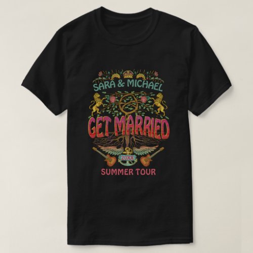 Married Wedding Retro 70s Band Concert Logo Theme  T_Shirt