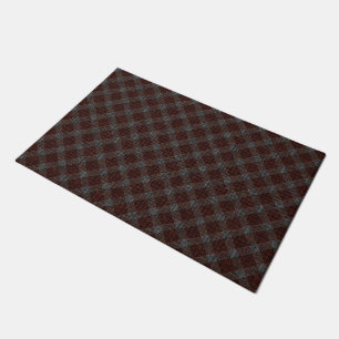 Marrom cross tartan plaid with slight gray relief doormat